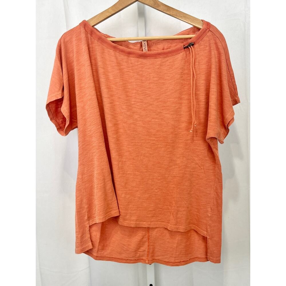 XCVI Exelda Tee Dolman Short Sleeve Top Slub Cotton Modal Orange Size L - Picture 8 of 8